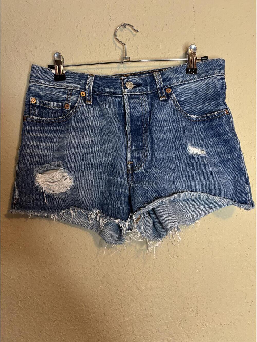 Levi's Distressed Denim Cutoff Shorts Waist 28